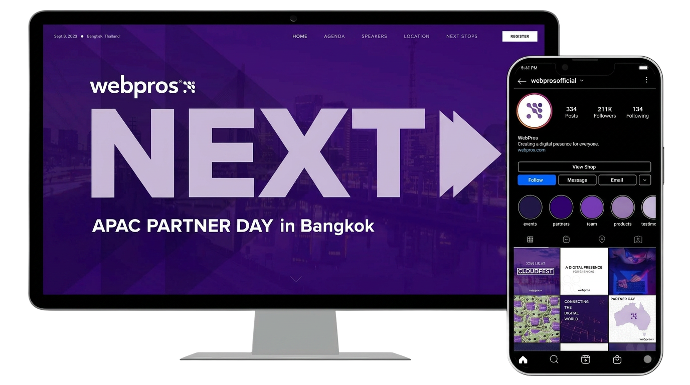 WebPros NEXT APAC Partner Day event creative shown on desktop and mobile